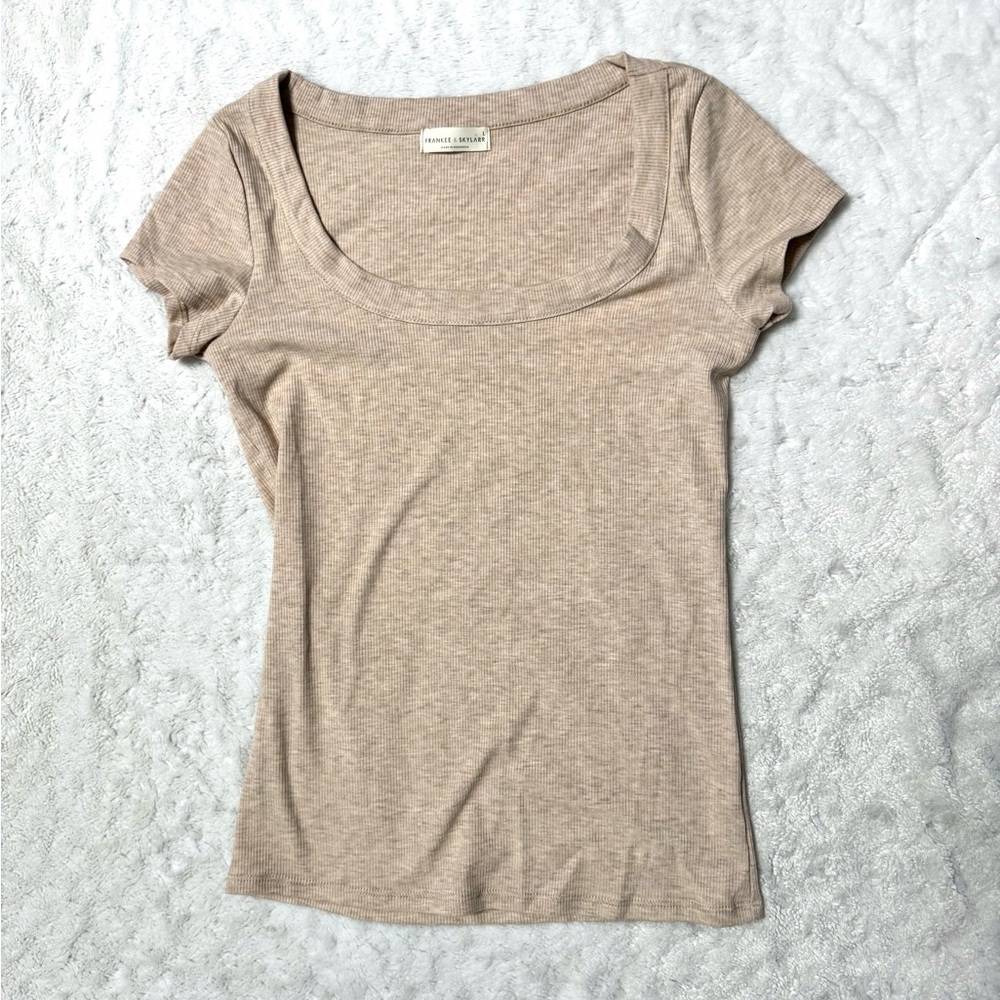 NWT- FRANKEE & SKYLARR Oatmeal Ribbed Shirt